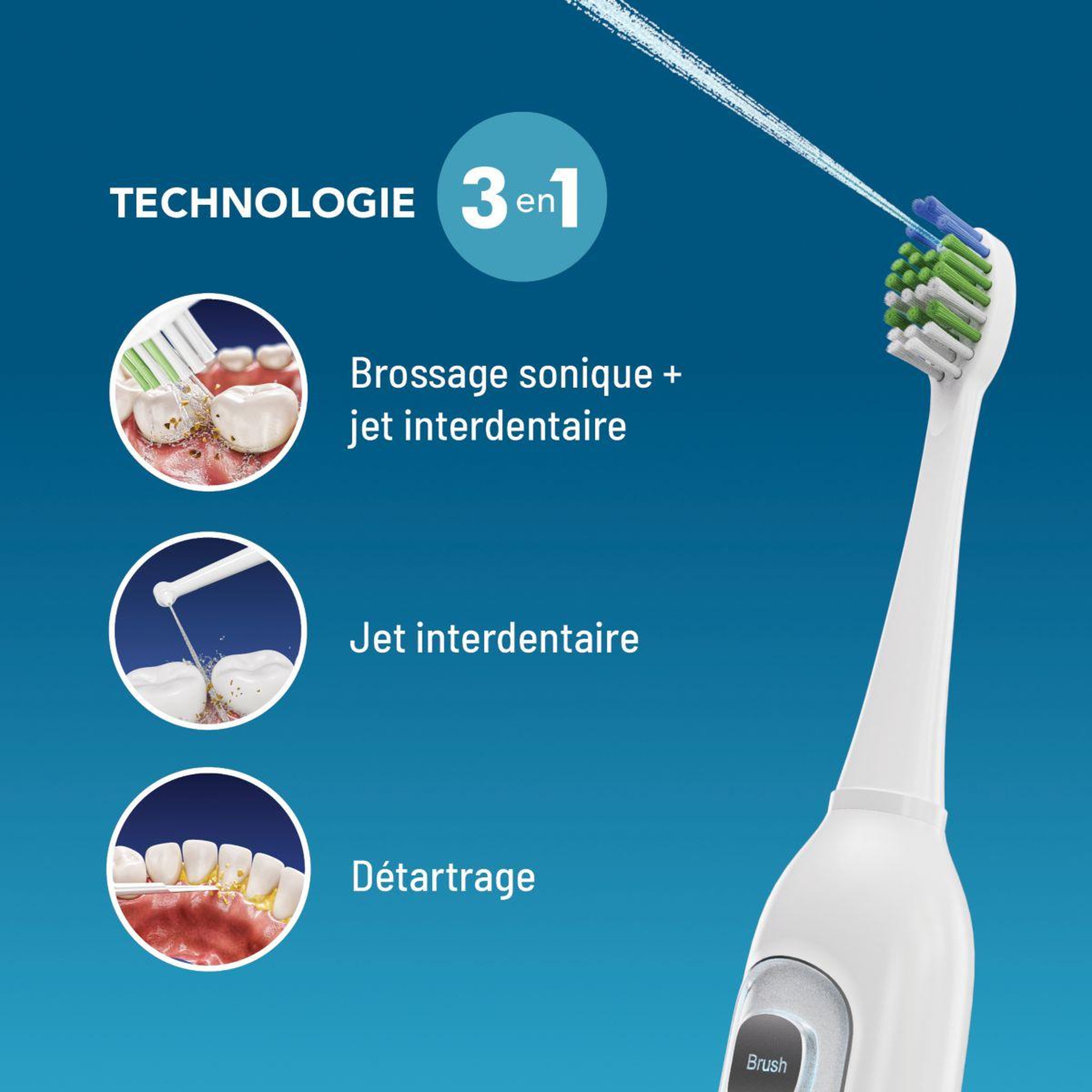 Voir la diapositive 5 : HAEPI Brosse à dents électrique Hi Julia White
