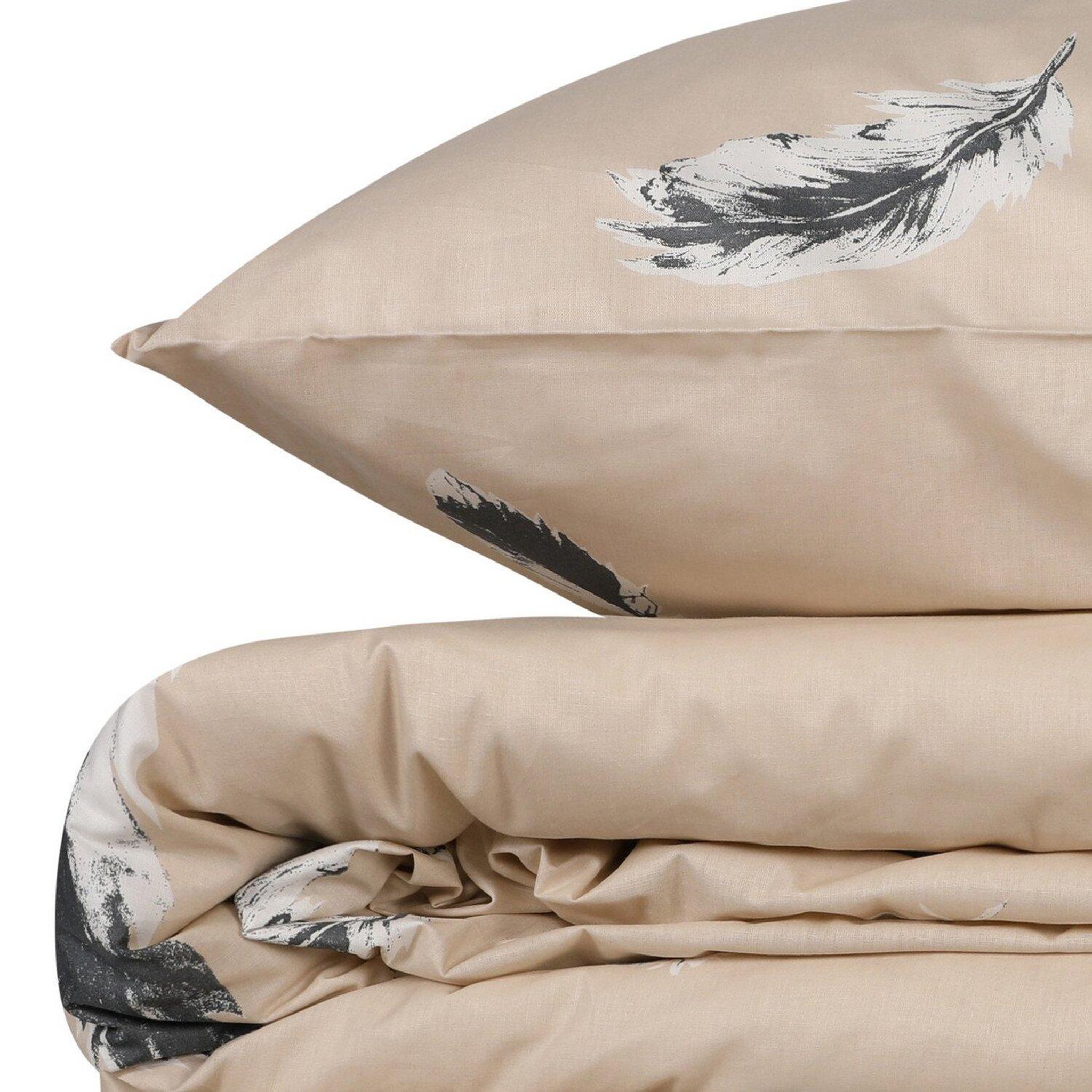 Voir la diapositive 4 : Home collection Parure housse de couette avec taie(s) 100 % coton Feather