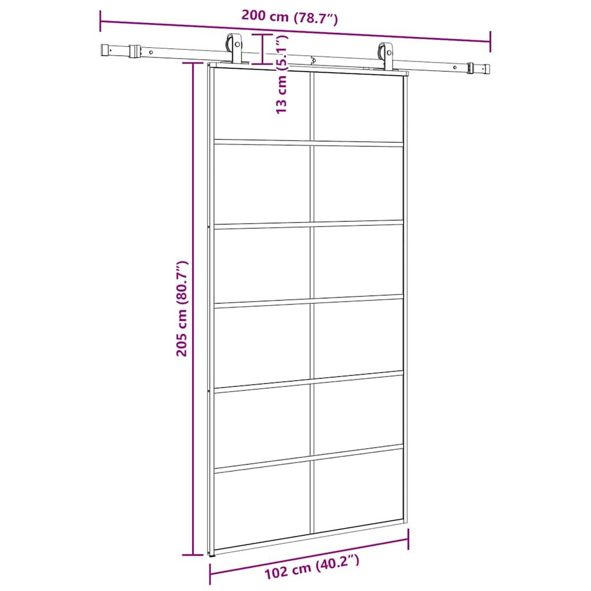 Voir la diapositive 6 : VIDAXL Porte coulissante kit de quincaillerie noir 102x205cm verre ESG