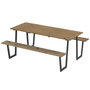Voir la diapositive 1 : OUTSUNNY Table de pique-nique robuste 6 personnes - table forestière pic nic - table-bancs bois acier