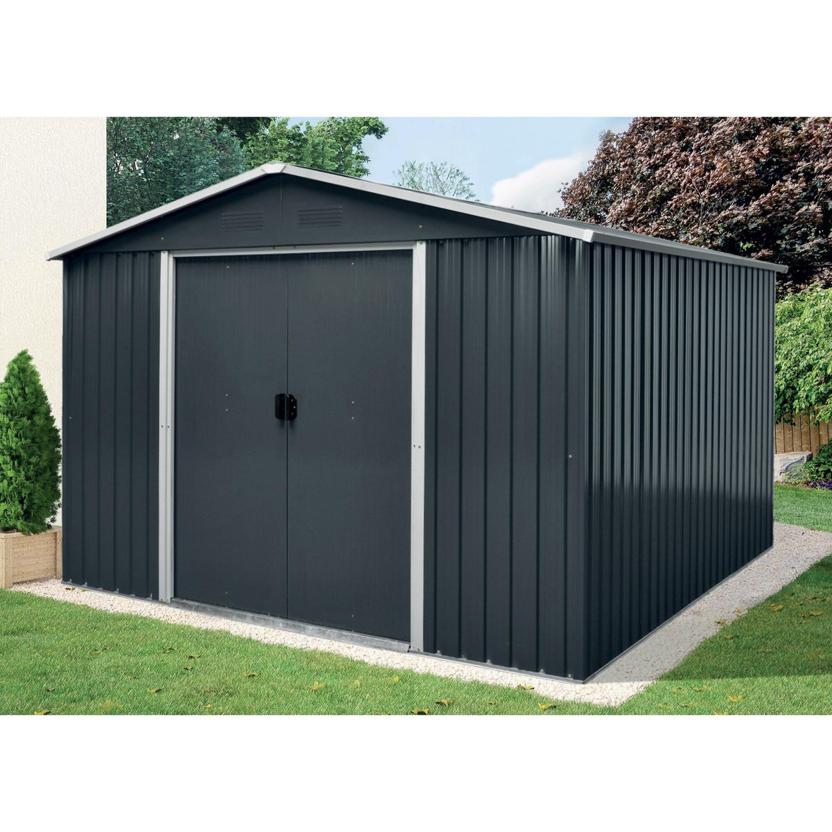  Abri jardin métal 10,4m2  3,24 x 3,22 x h2,05m