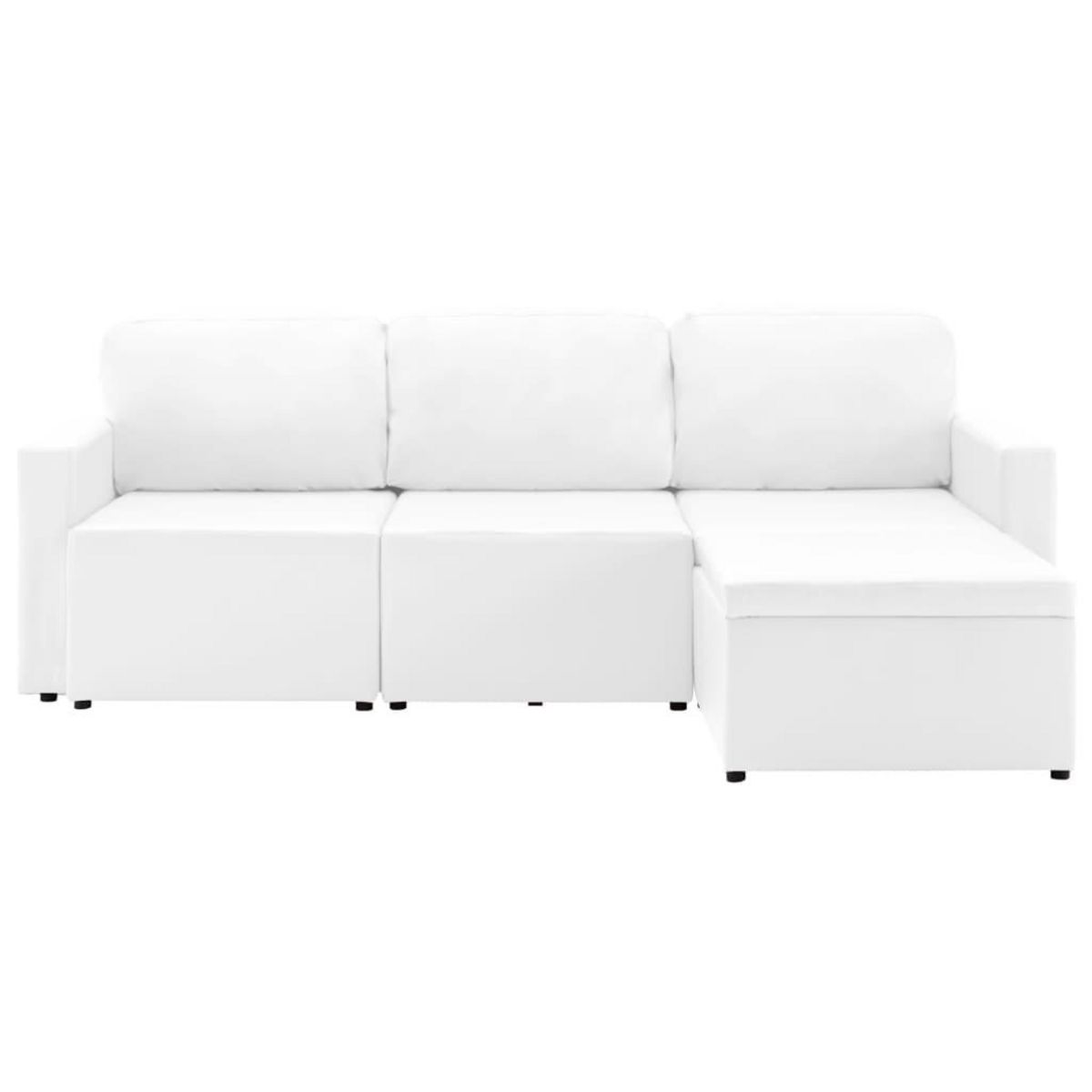 VIDAXL Canape-lit modulaire 3 places Blanc Similicuir