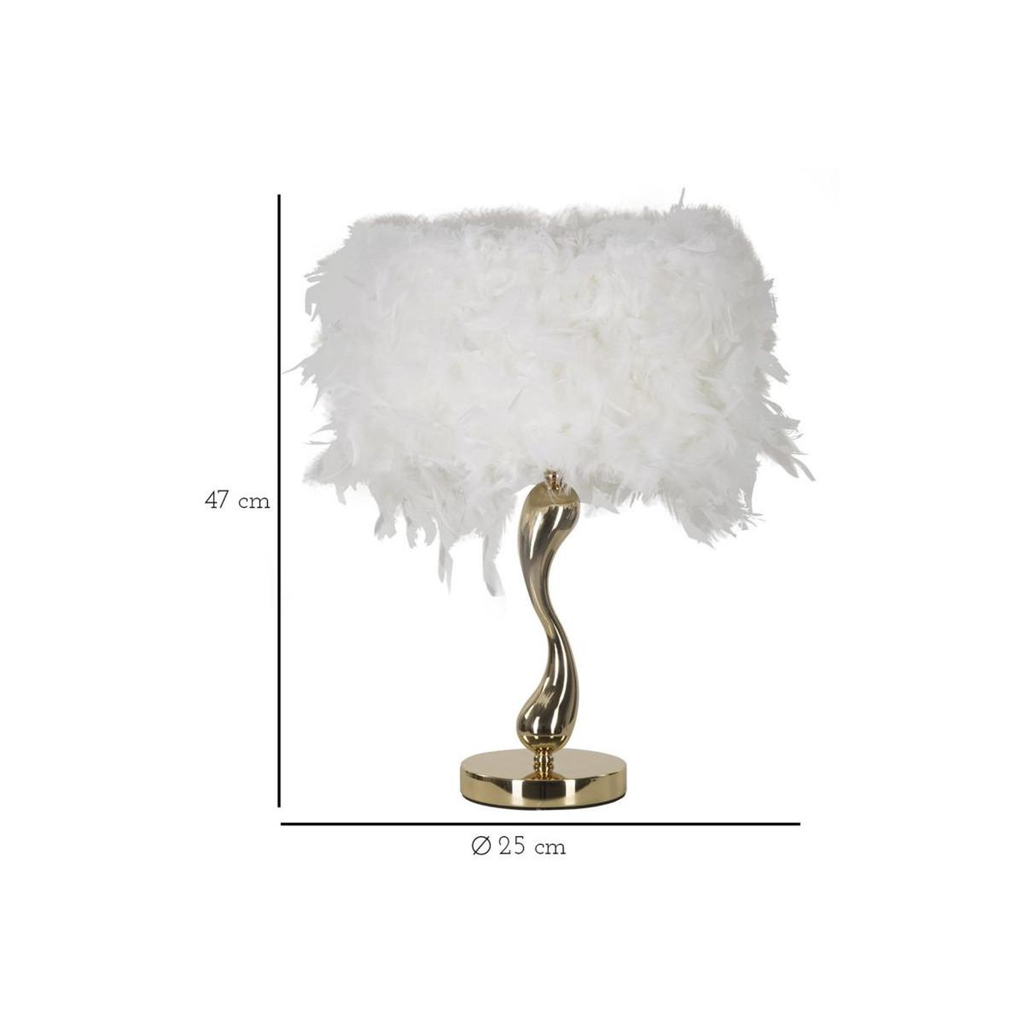 Voir la diapositive 6 : Paris Prix Lampe à poser imitation plume  cart  47cm or & blanc