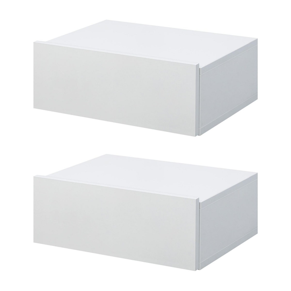 HOMCOM Lot de 2 tables de chevet murales - lot de 2 tables de nuit - tiroir coulissant, plateau - panneaux particules blanc