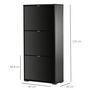 Voir la diapositive 3 : HOMCOM Meuble à chaussures 3 portes abattantes 3 compartiments MDF noir laqué
