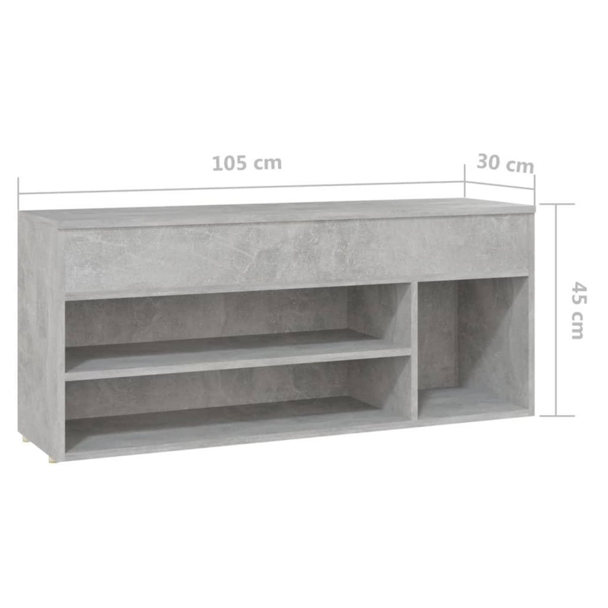 VIDAXL Banc a chaussures Gris beton 105x30x45 cm Bois d'ingenierie