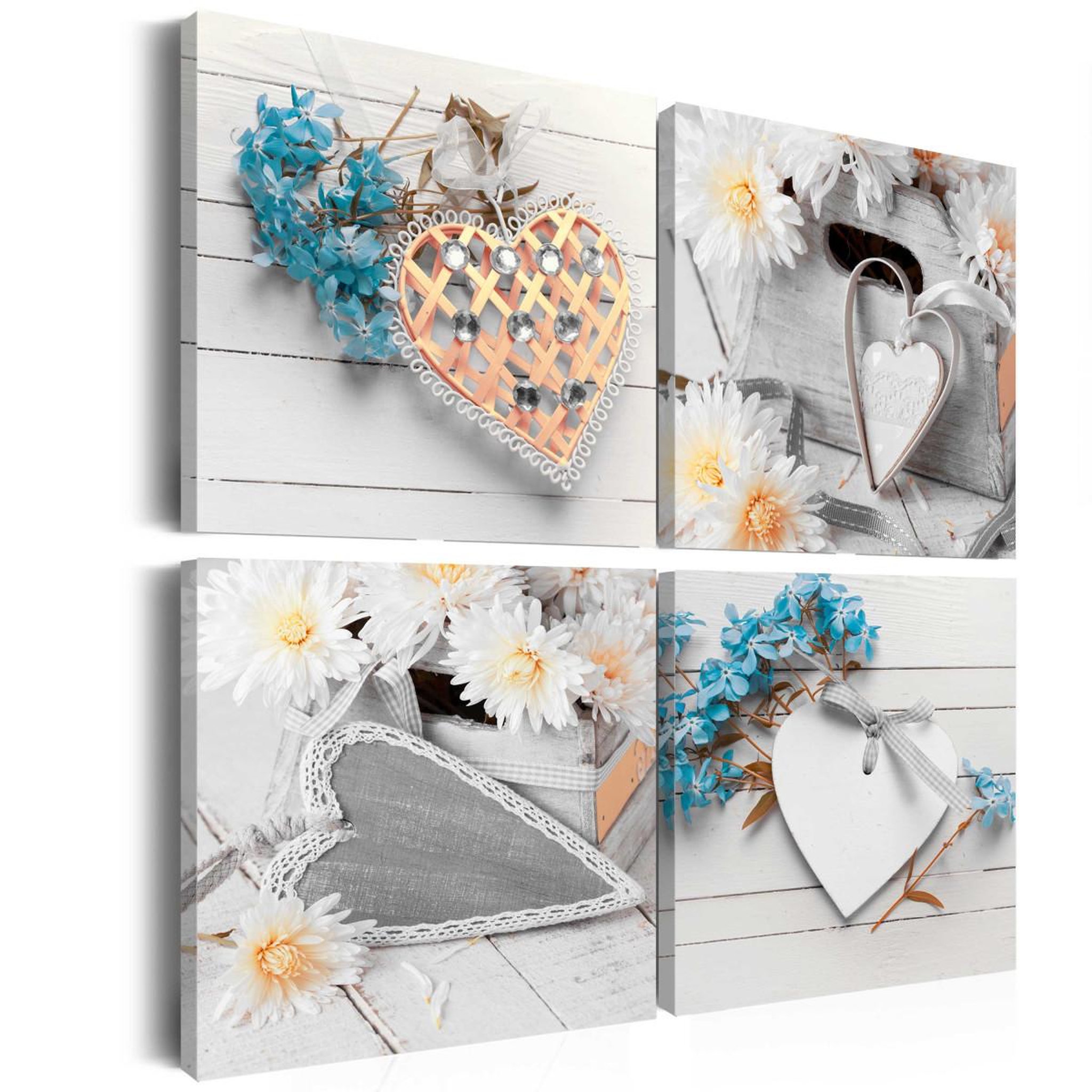 Paris Prix Tableau imprimé  flowers & hearts. Coloris disponibles : Multicolore