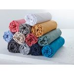 ACTUEL Drap housse uni en coton 57 fils - collection permanente. Coloris disponibles : Bleu, Vert, Taupe, Gris, Rose, Beige, Blanc, Jaune, Rouge