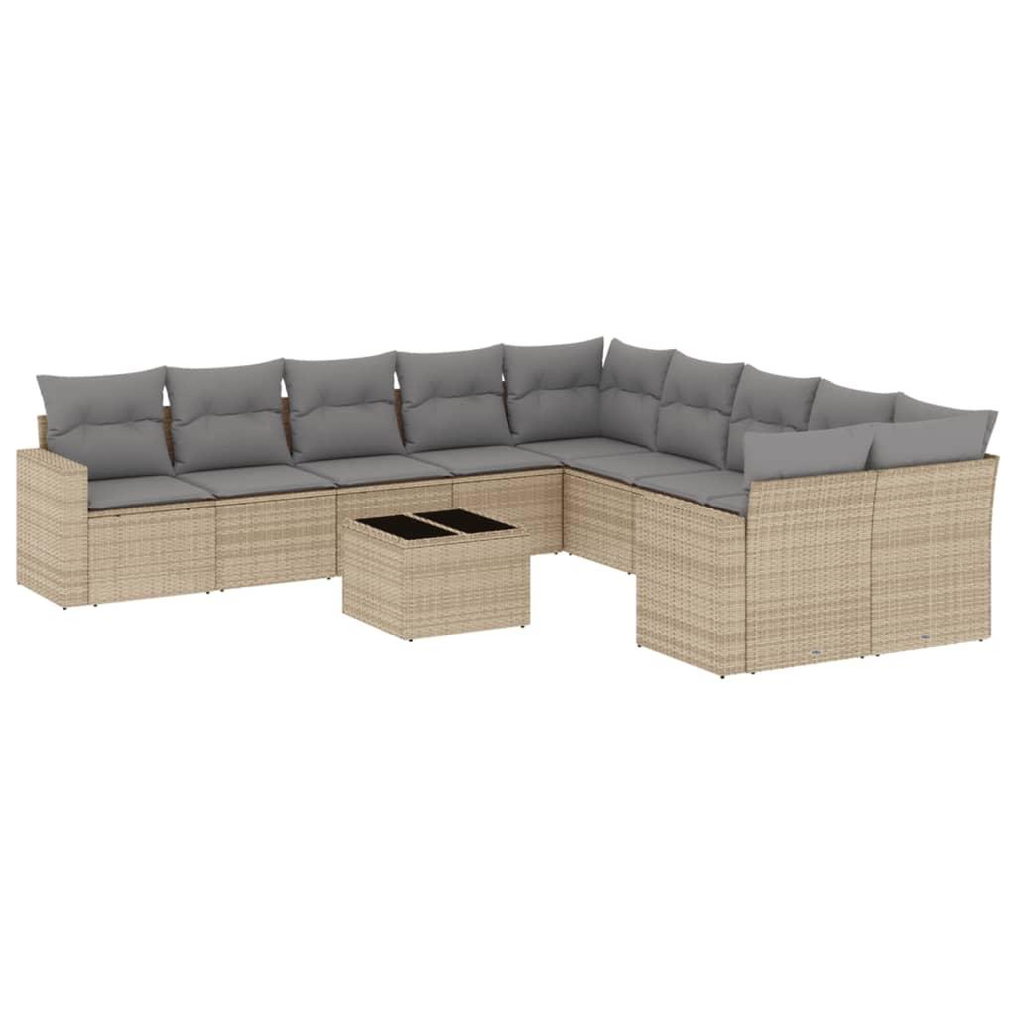 Voir la diapositive 2 : VIDAXL Salon de jardin 11 pcs avec coussins beige resine tressee