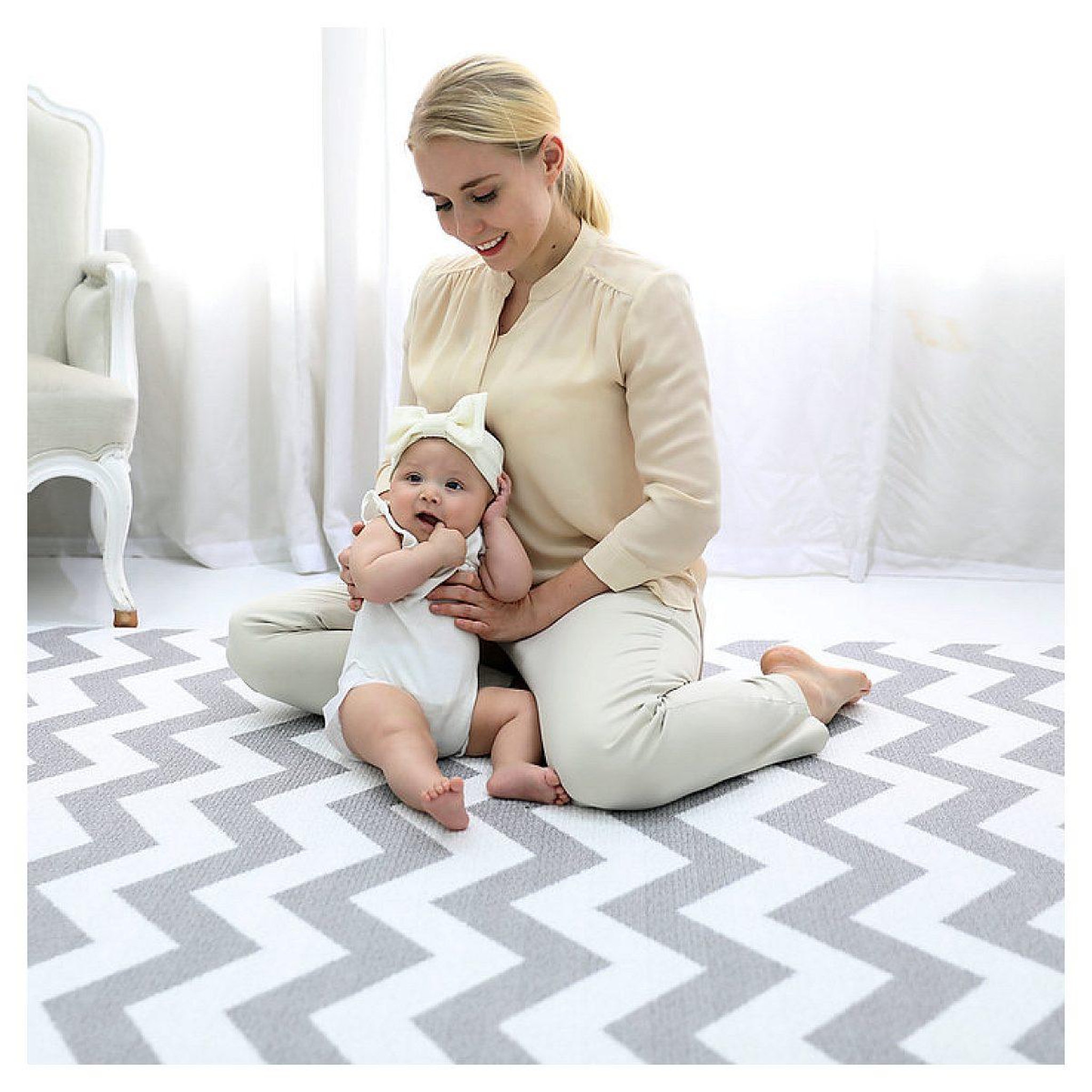 Voir la diapositive 3 : DWINGULER Tapis d'éveil zig zag gris