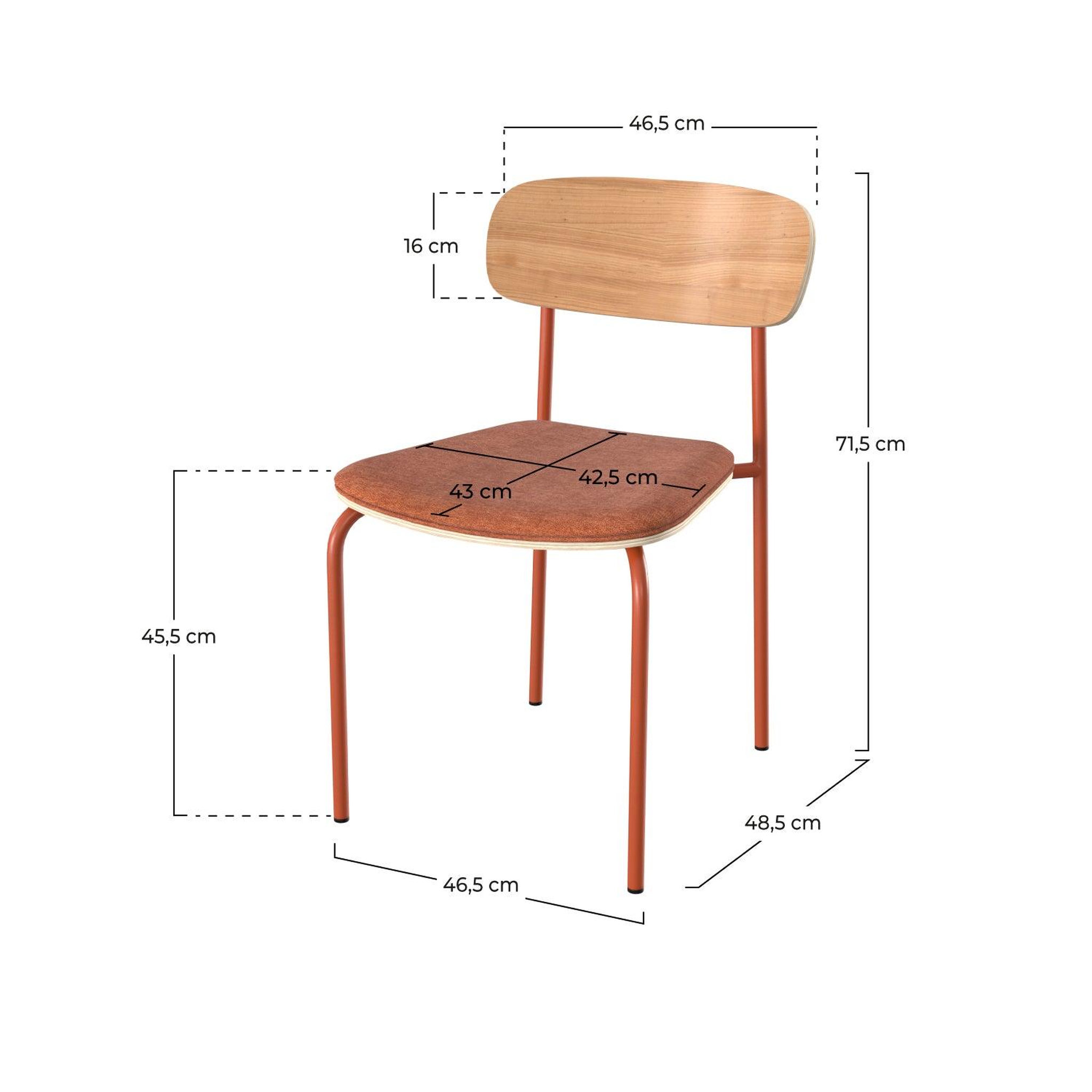 Voir la diapositive 4 : MAISON PAVANE Lot de 2 chaises en bois clair et tissu terracotta-alba