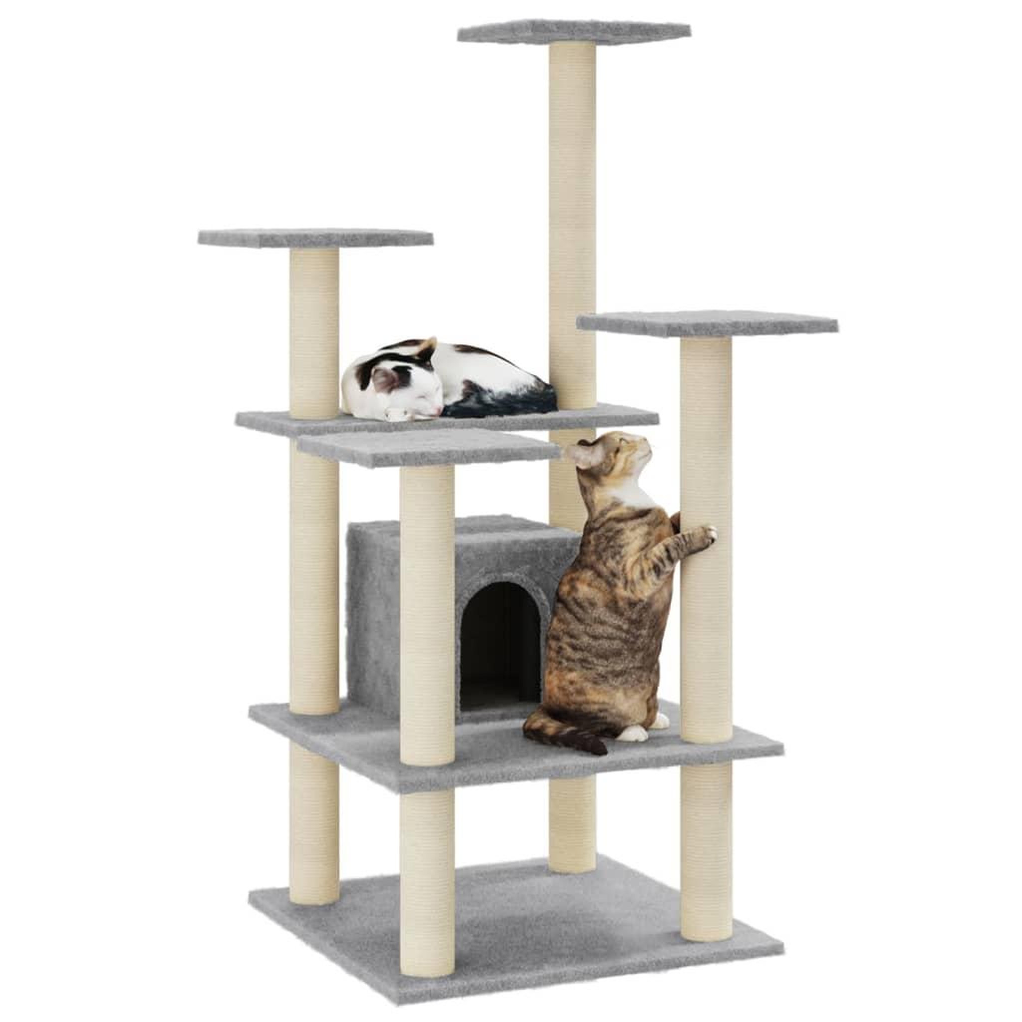 Voir la diapositive 3 : VIDAXL Arbre a chat avec griffoirs en sisal Gris clair 110 cm