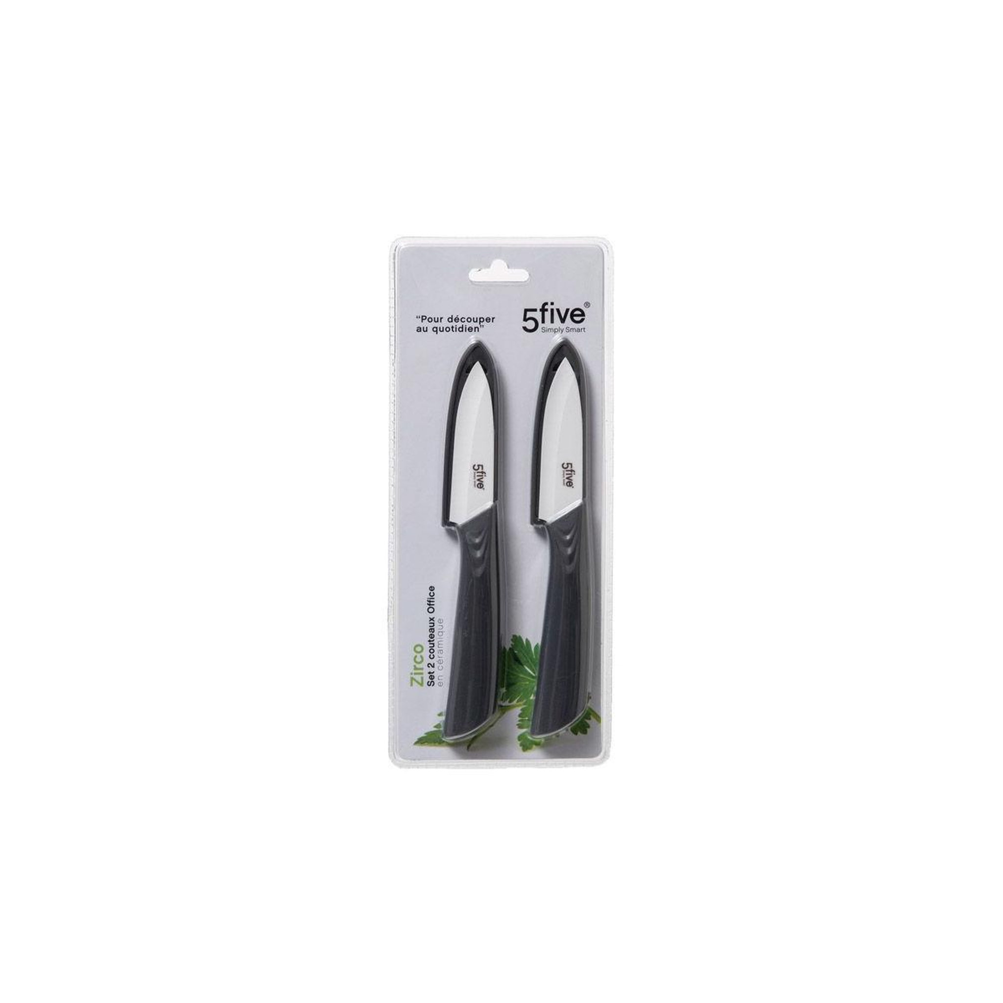 Voir la diapositive 2 : FIVE Lot de 2 Couteaux en Céramique  Zirco  17cm Gris