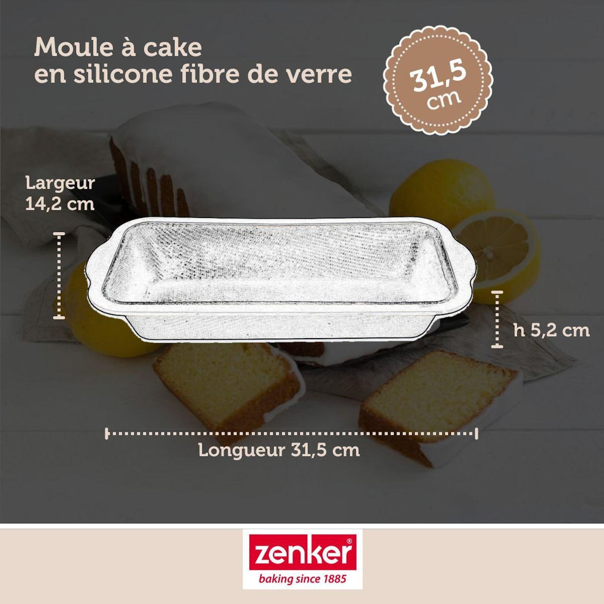 ZENKER Set pâtisserie avec moule à cake 31,5 cm, 2 bols à mixer, verre mesureur et spatule Zenker