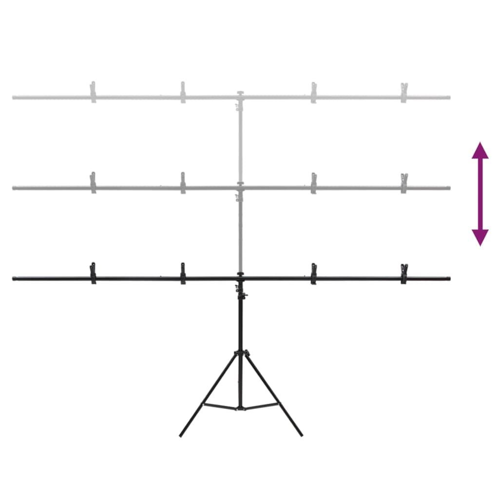 Voir la diapositive 5 : VIDAXL Support de fond en forme de T Noir 201x60x(70-200) cm