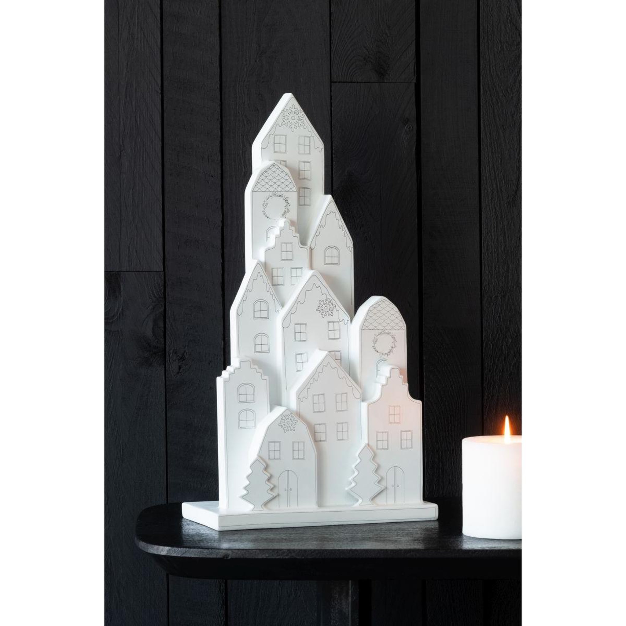 Voir la diapositive 3 : J-LINE Maison déco en résine  classique  47cm blanc