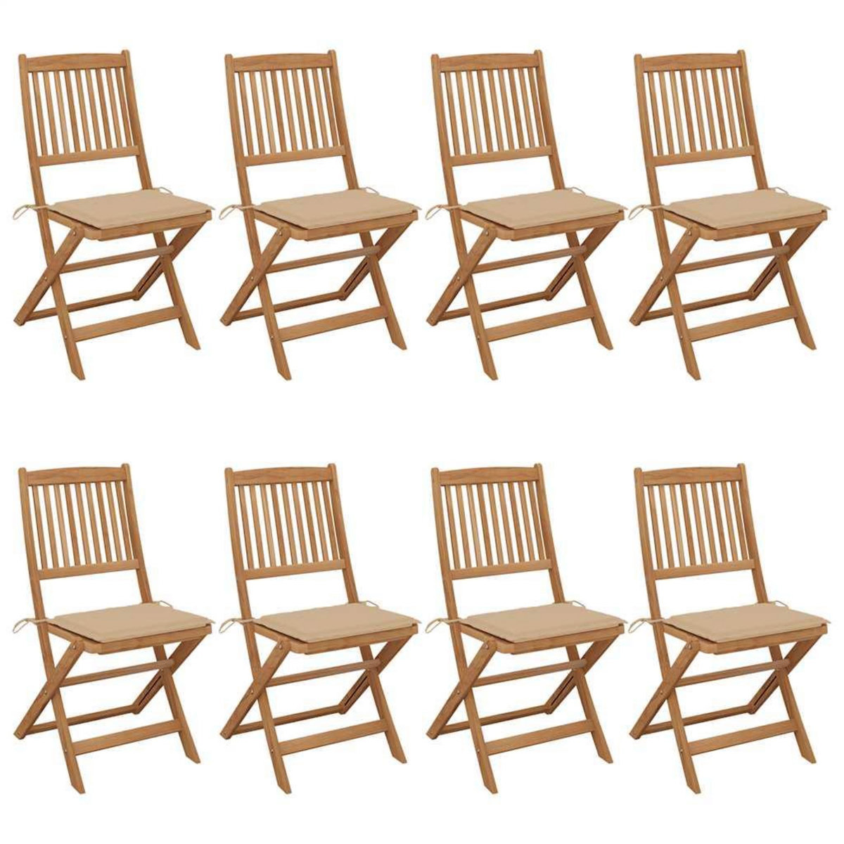 VIDAXL Chaises pliables de jardin lot de 8 avec coussins Bois d'acacia