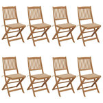 VIDAXL Chaises pliables de jardin lot de 8 avec coussins Bois d'acacia