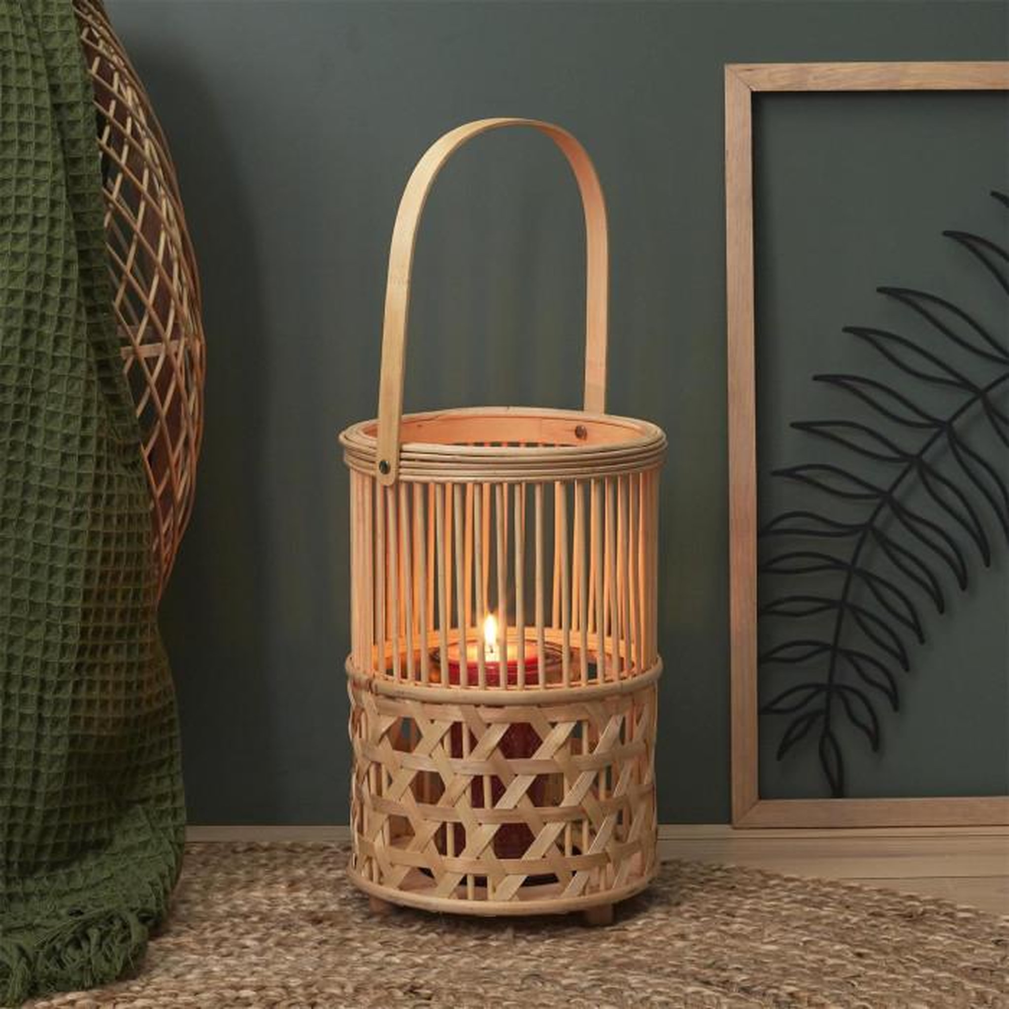 Voir la diapositive 5 : Paris Prix Lanterne en Bambou  Anse Tressée  55cm Naturel