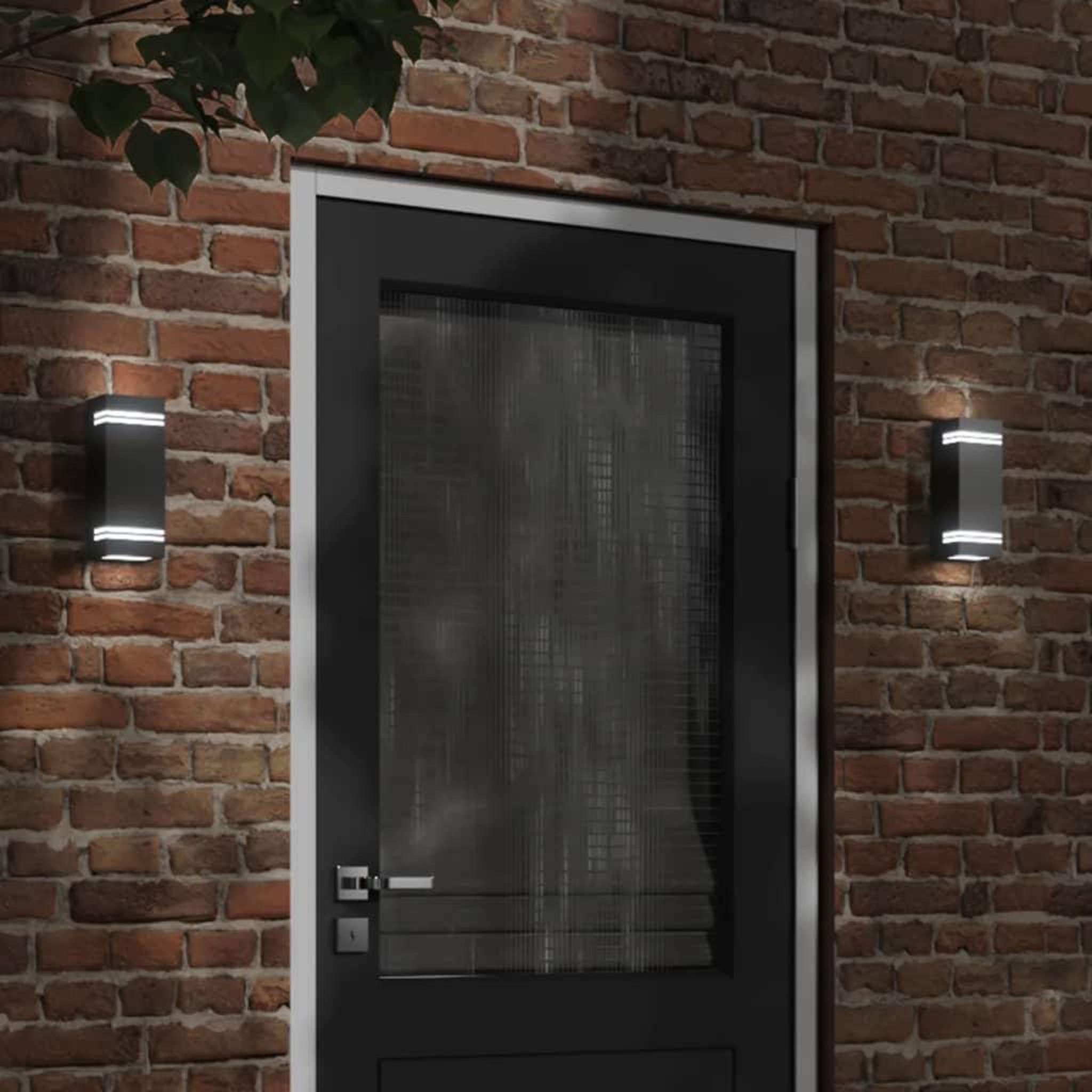 VIDAXL Appliques murales d'exterieur 2 pcs noir acier inoxydable