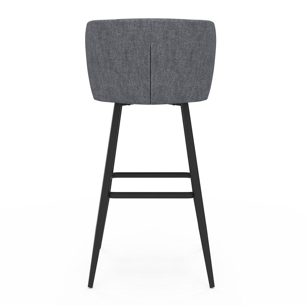 ID MARKET Lot de 4 tabourets de bar OMBLINE assise en tissu gris foncé et pieds en métal noir