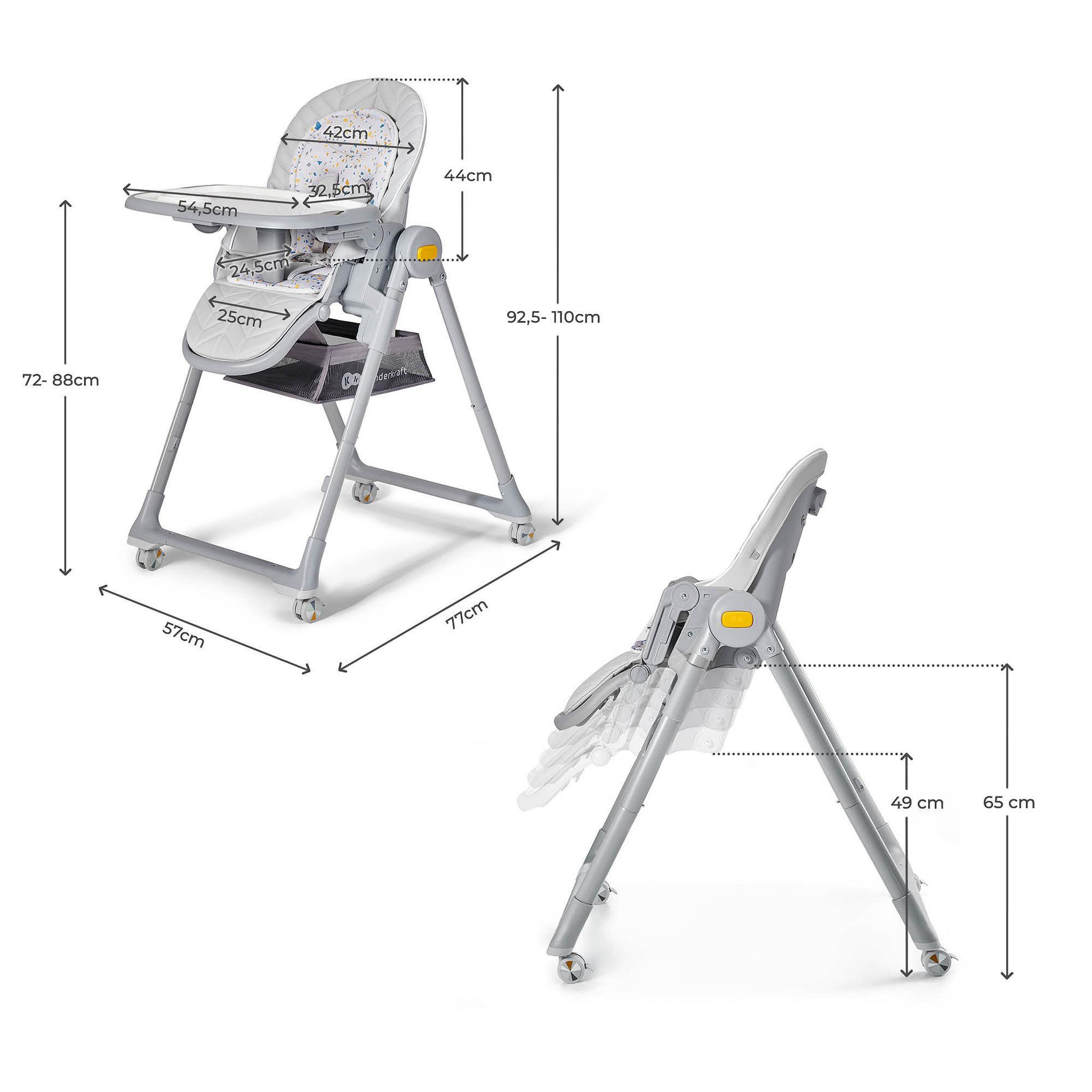 Voir la diapositive 6 : KINDERKRAFT Chaise haute 2 en 1 - transat et siège réglable