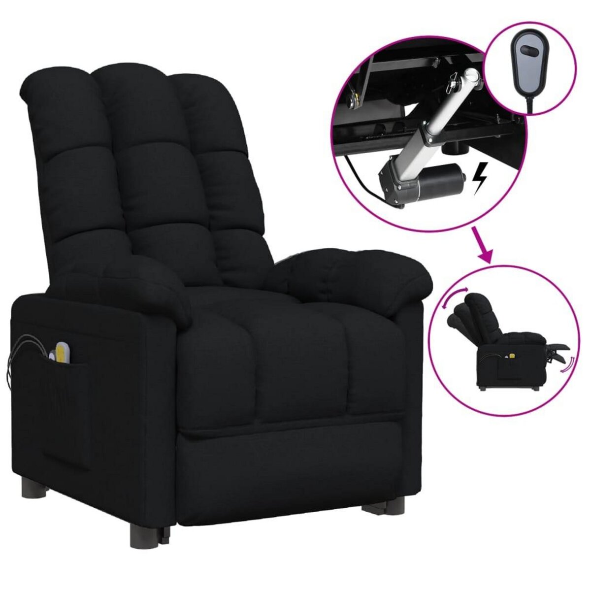 VIDAXL Fauteuil electrique de massage Noir Tissu