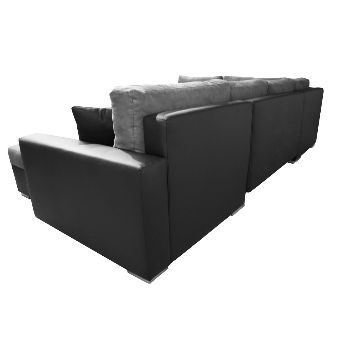 Canapé d'angle gauche panoramique convertible 5 places tissu simili avec coffre MAGNUS