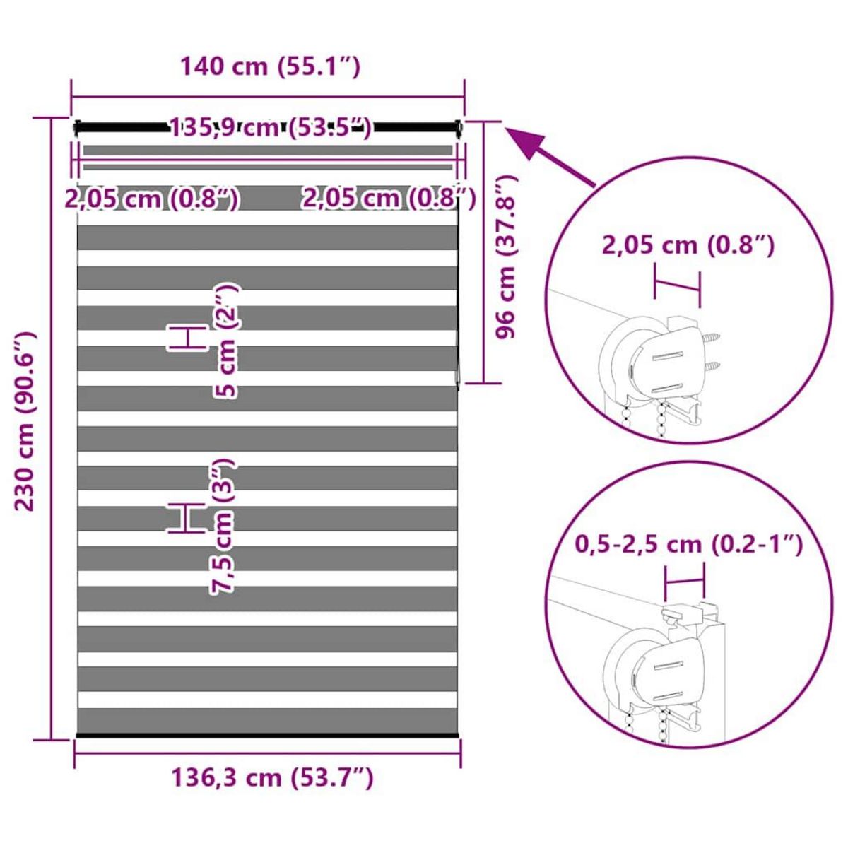 VIDAXL Store zebre blanc 140x230 cm largeur du tissu 135,9cm polyester