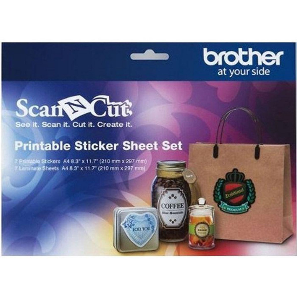 Brother 14 feuilles autocollantes imprimables et laminées pour ScanNCut