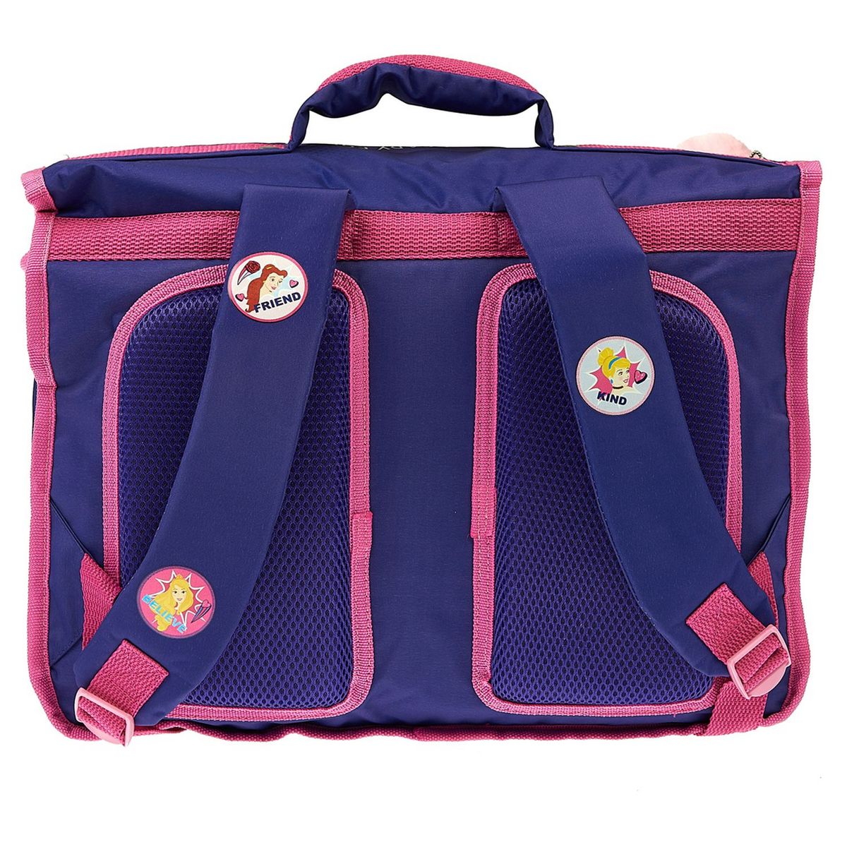 AUCHAN Cartable 38 cm avec pompon polyester violet PRINCESSES DISNEY