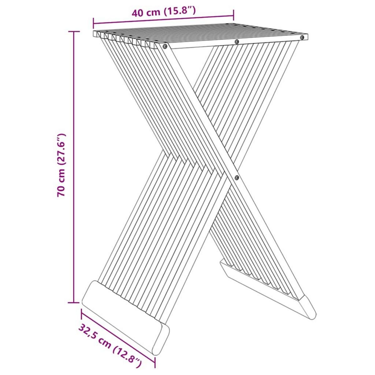 VIDAXL Tabouret pliant 40x32,5x70 cm Bois massif de teck