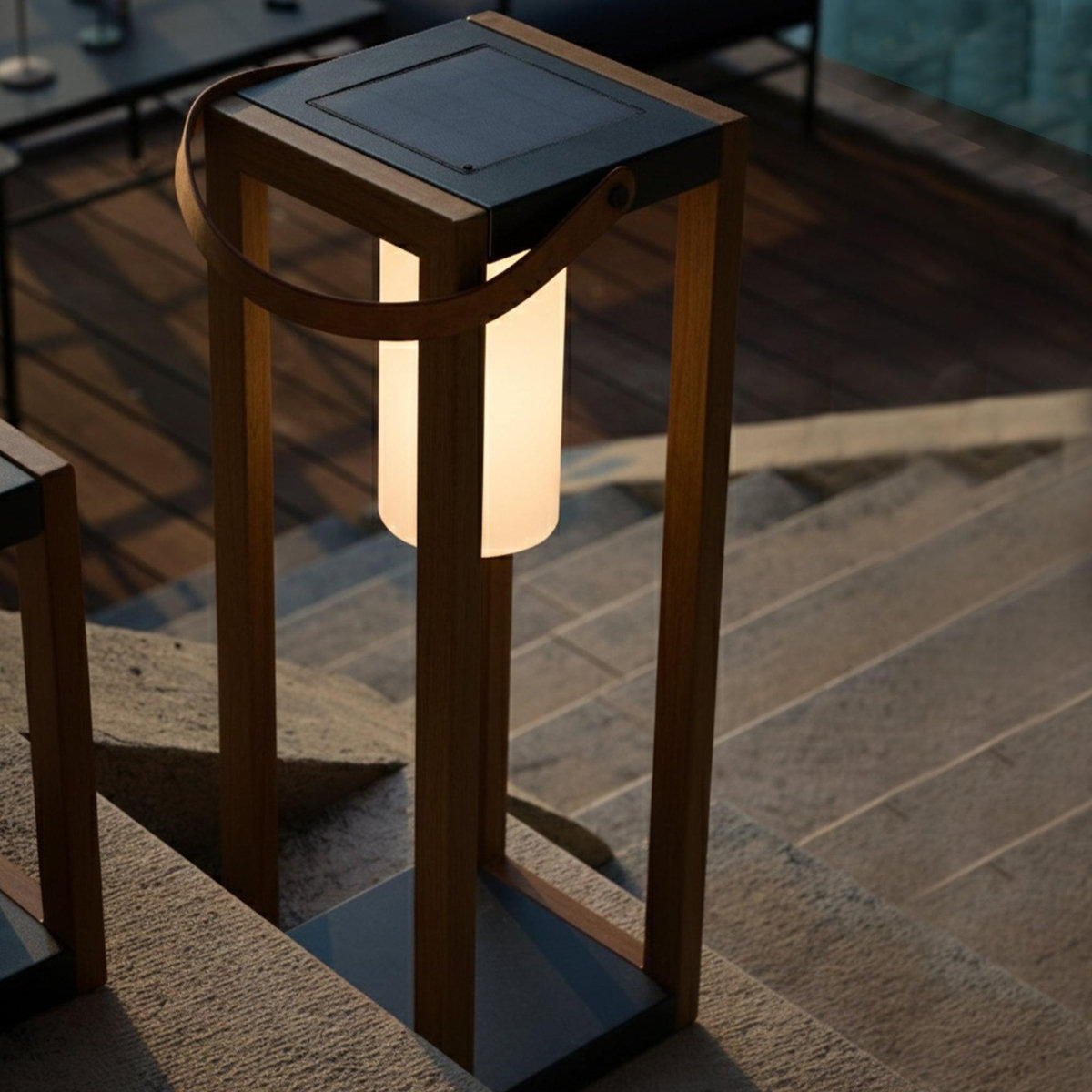 Lumisky Lanterne solaire SERAPHINA Bois Aluminium H58 cm