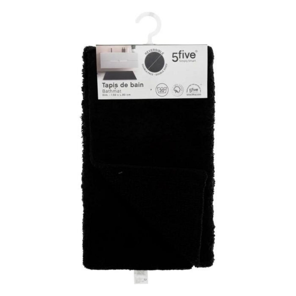 FIVE Tapis de Salle de Bain  Réversible  50x80cm Noir
