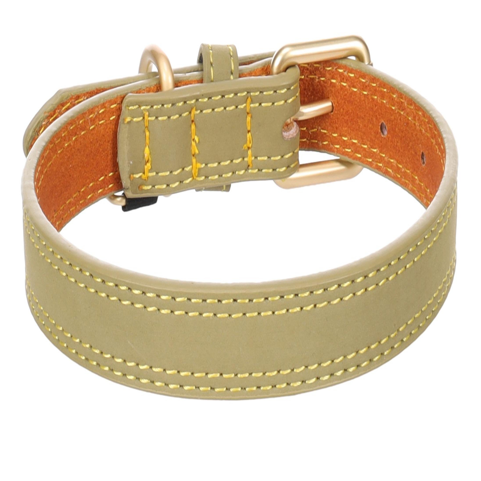 Eden Collier pour chien virginia en cuir. Coloris disponibles : Gris, Jaune, Vert, Bleu