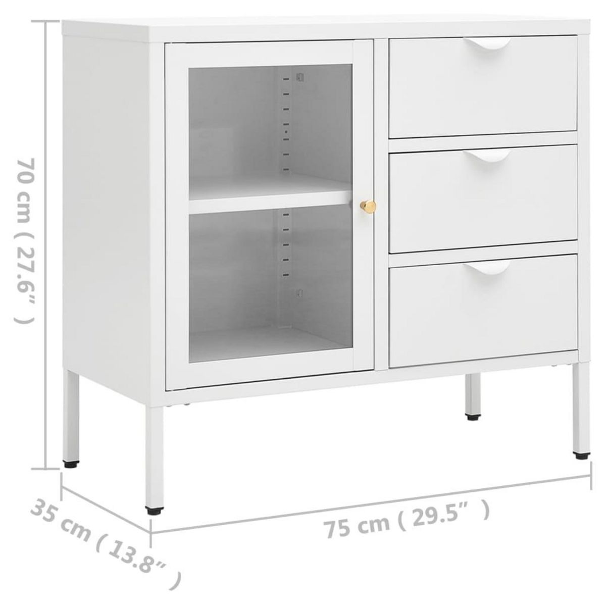 VIDAXL Buffet Blanc 75x35x70 cm Acier et verre trempe