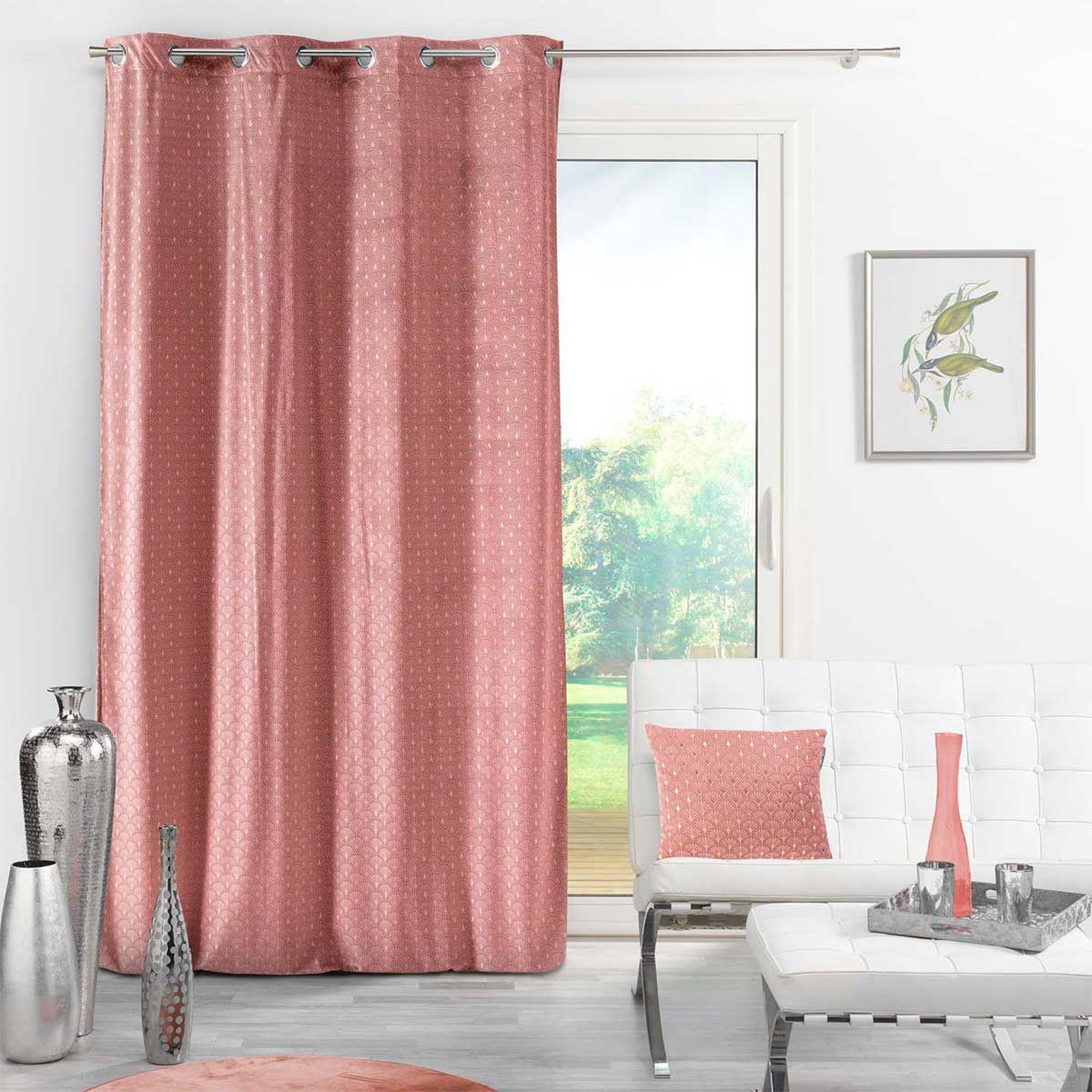Voir la diapositive 3 : Douceur d'Intérieur Rideau à œillets imprimé  bellagold  140x240cm rose