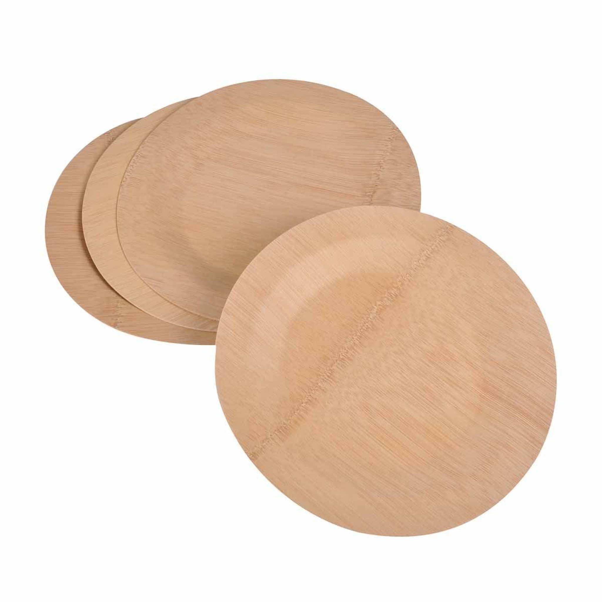 Voir la diapositive 1 : HOMEA Lot de 4 plateaux ronds  bambou  28cm naturel