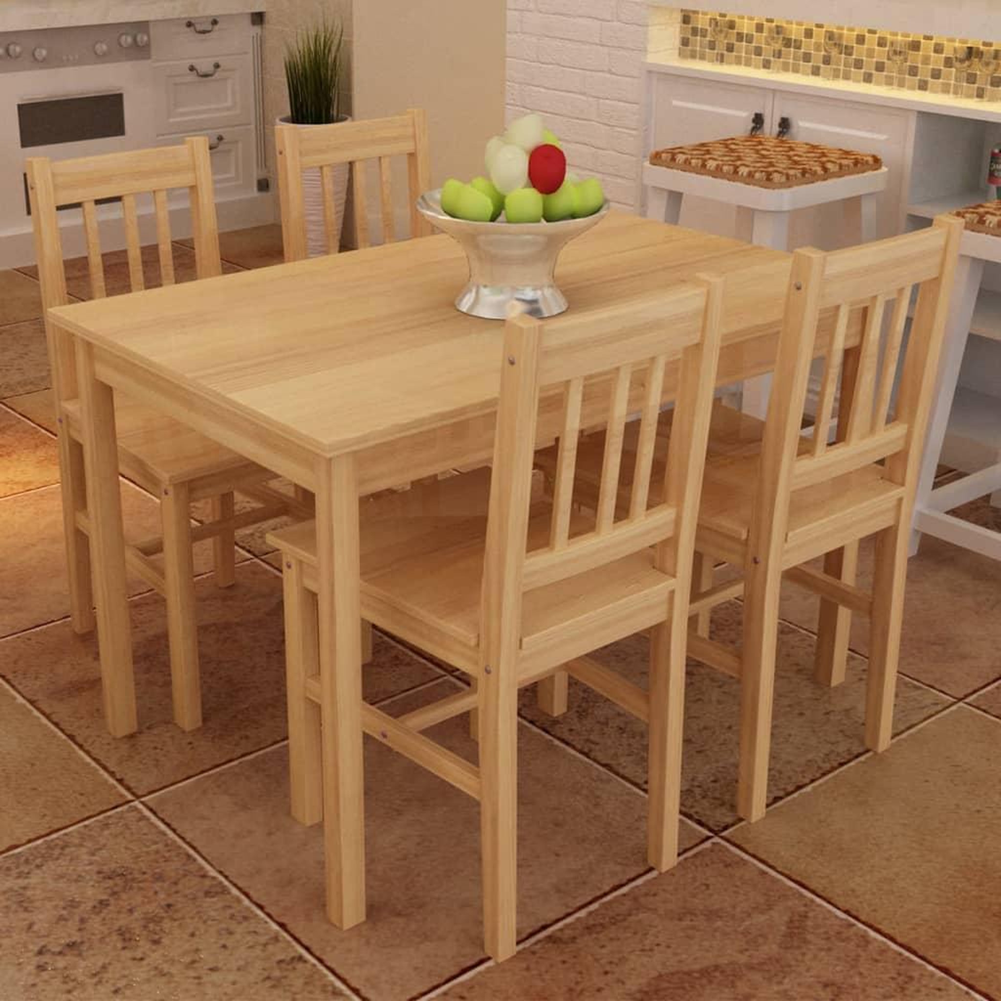 Voir la diapositive 1 : VIDAXL Table de salle a manger en bois avec 4 chaises Naturel