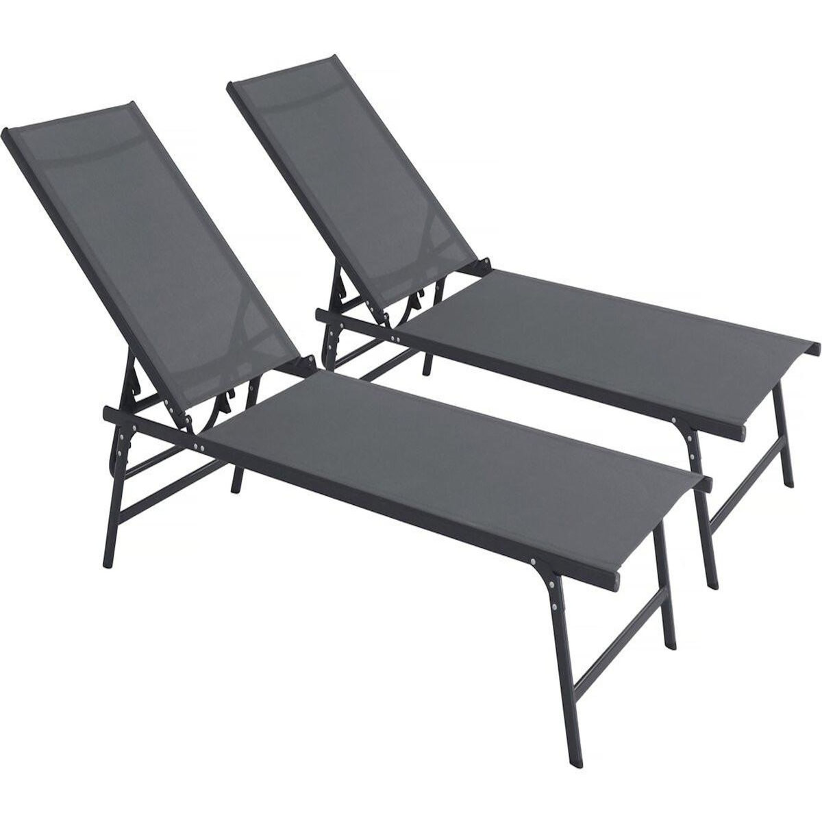 Habitat et Jardin Lot de 2 bains de soleil en métal  Sublima  - 180 x 54 x 104 cm - Anthracite