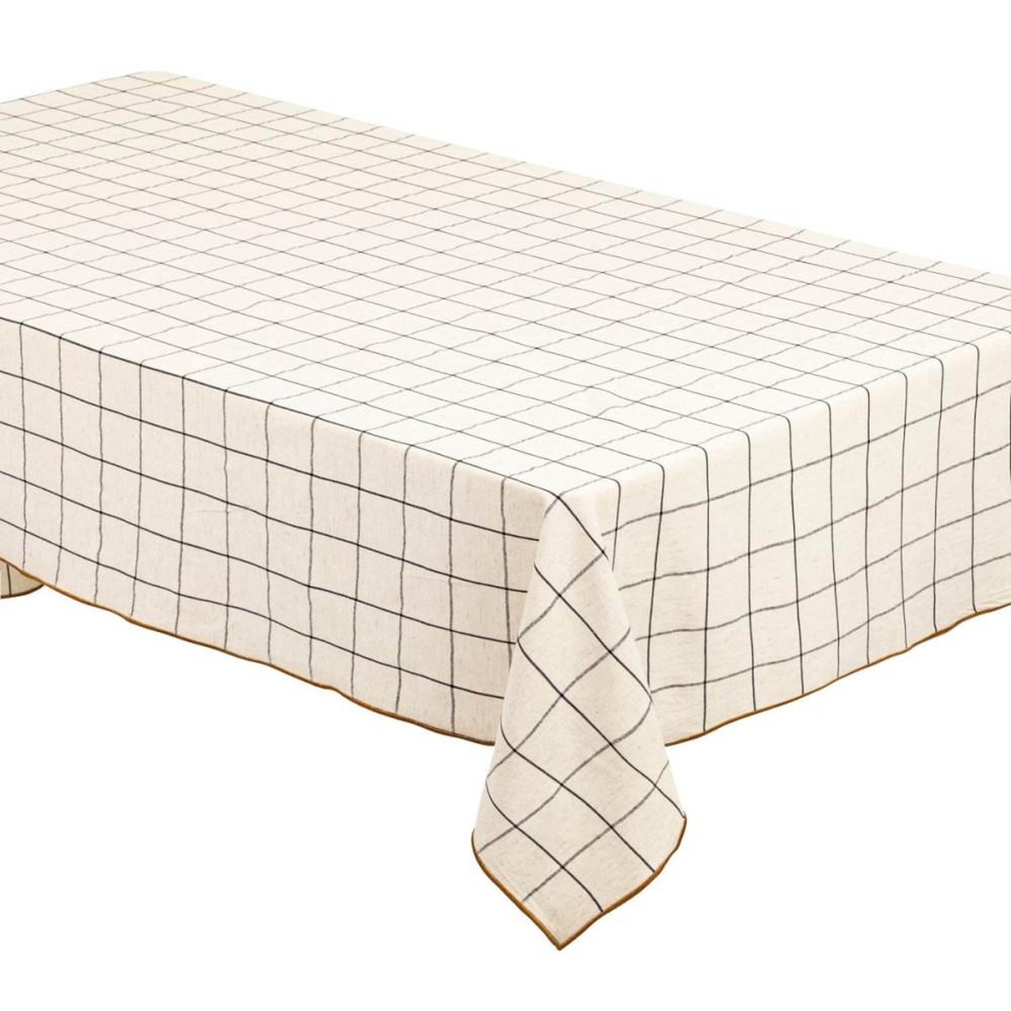 Voir la diapositive 1 : ATMOSPHERA Nappe à carreaux 150x250 coton et lin