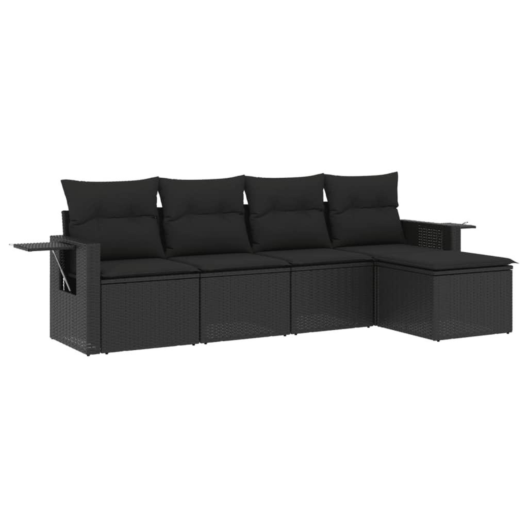 Voir la diapositive 2 : VIDAXL Salon de jardin 5 pcs avec coussins noir resine tressee