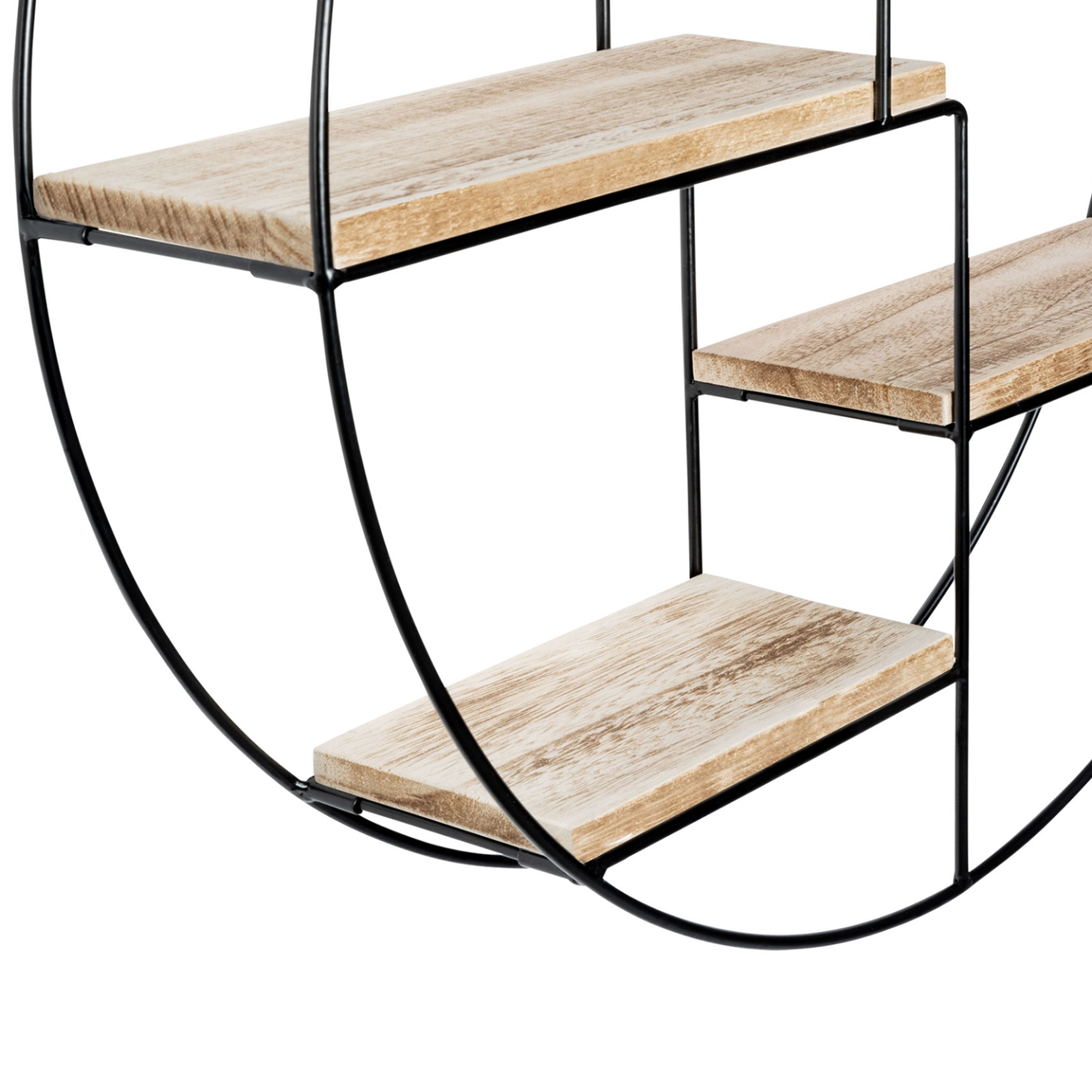 Voir la diapositive 3 : ID MARKET Etagère murale ronde LILY 4 niveaux bois et métal design industriel