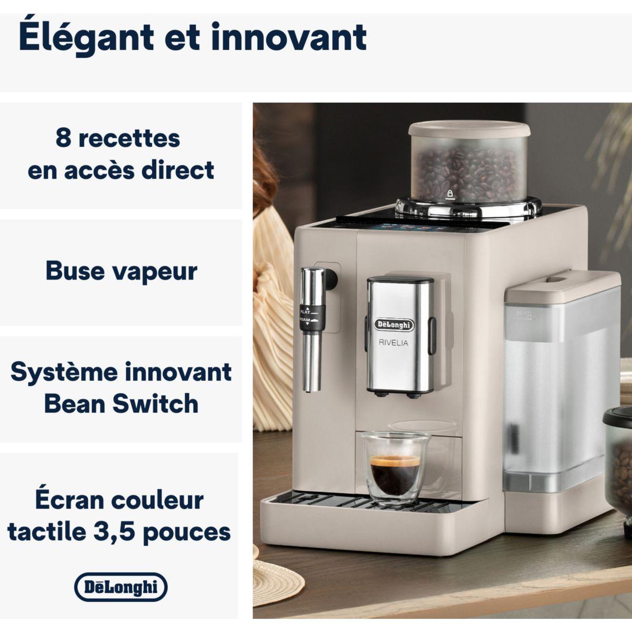 Voir la diapositive 2 : DELONGHI Expresso Broyeur FEB4435.BG Rivelia Beige