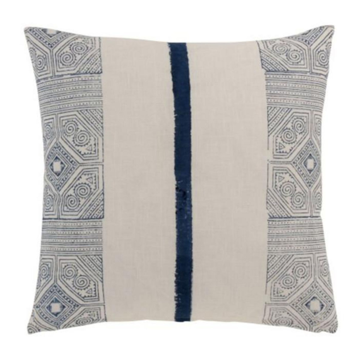 Paris Prix Coussin Carré Coton  Aztèque  50x50cm Bleu & Blanc