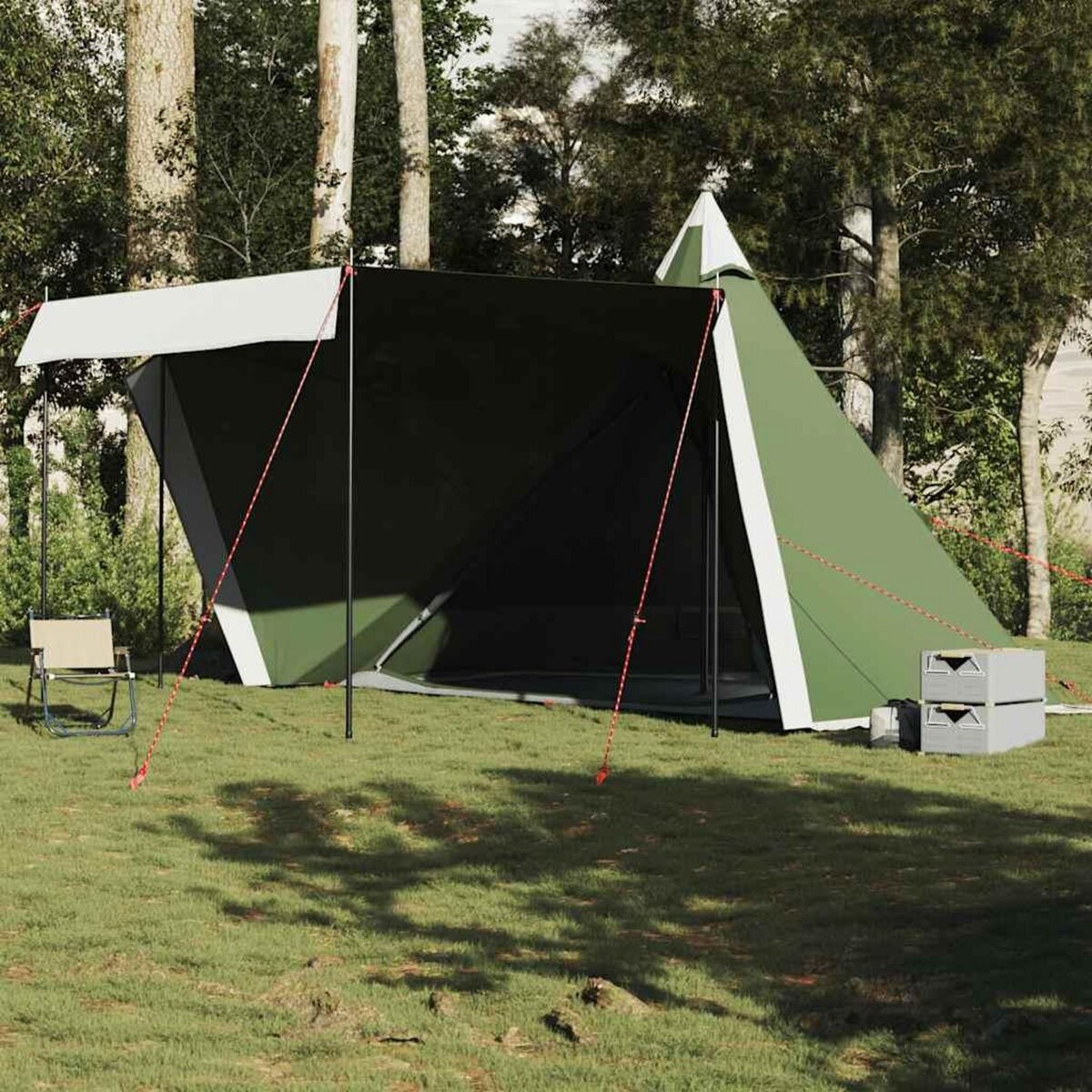VIDAXL Tente familiale tipi 6 personnes vert impermeable