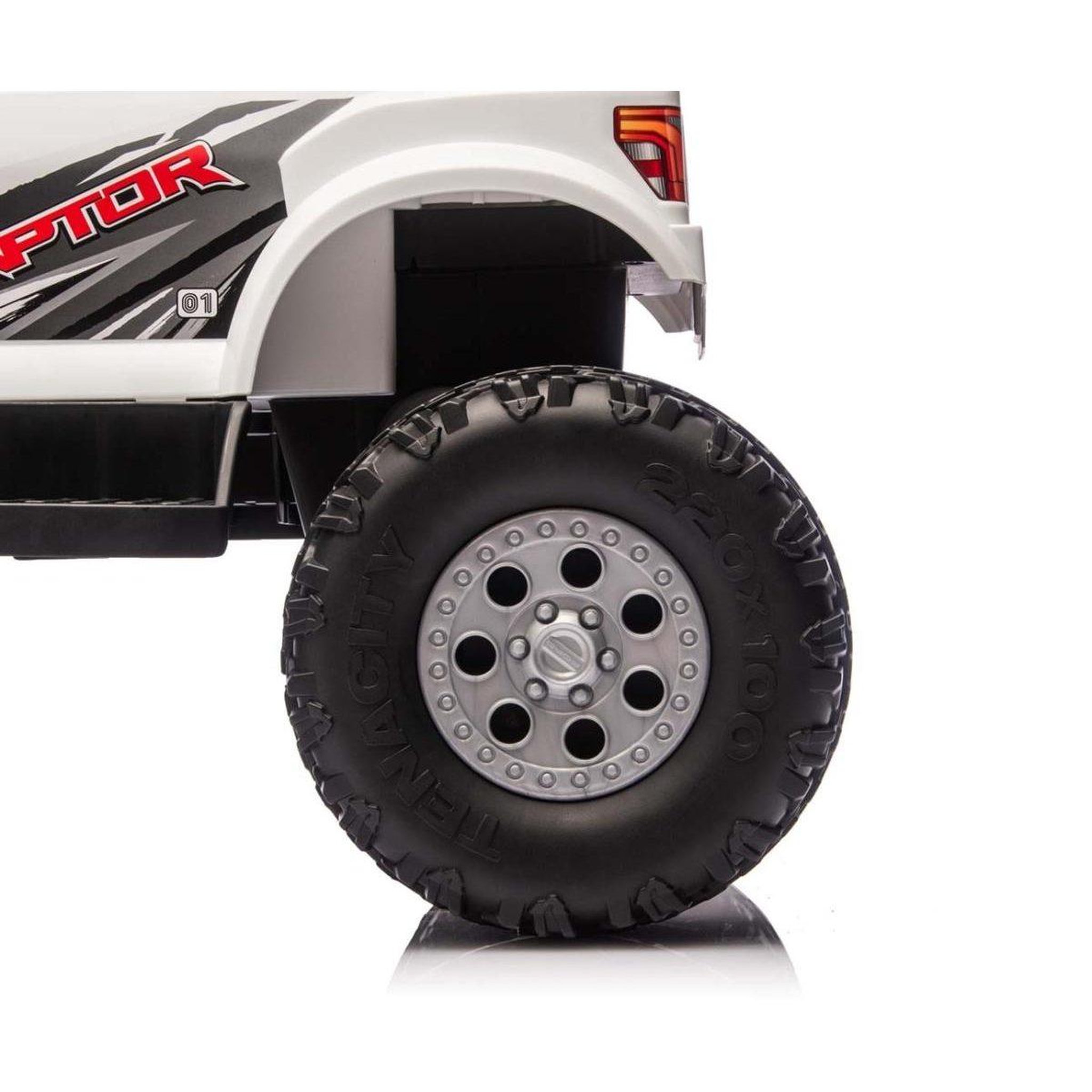 Voir la diapositive 2 : MILLY MALLY Voiture électrique  ford f-150 raptor blanche - 2 moteurs