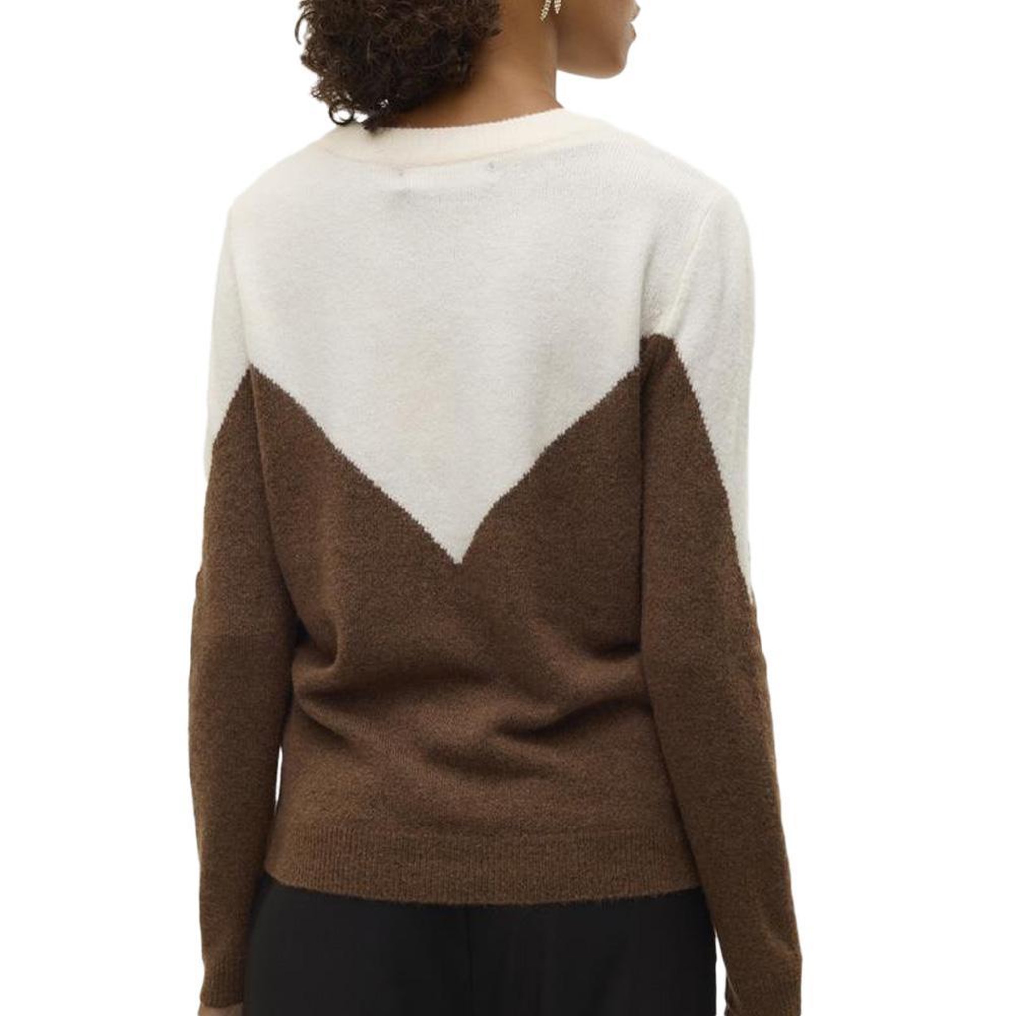 Voir la diapositive 2 : Vero Moda Pull Marron/Blanc Femme Vero Moda Plaza
