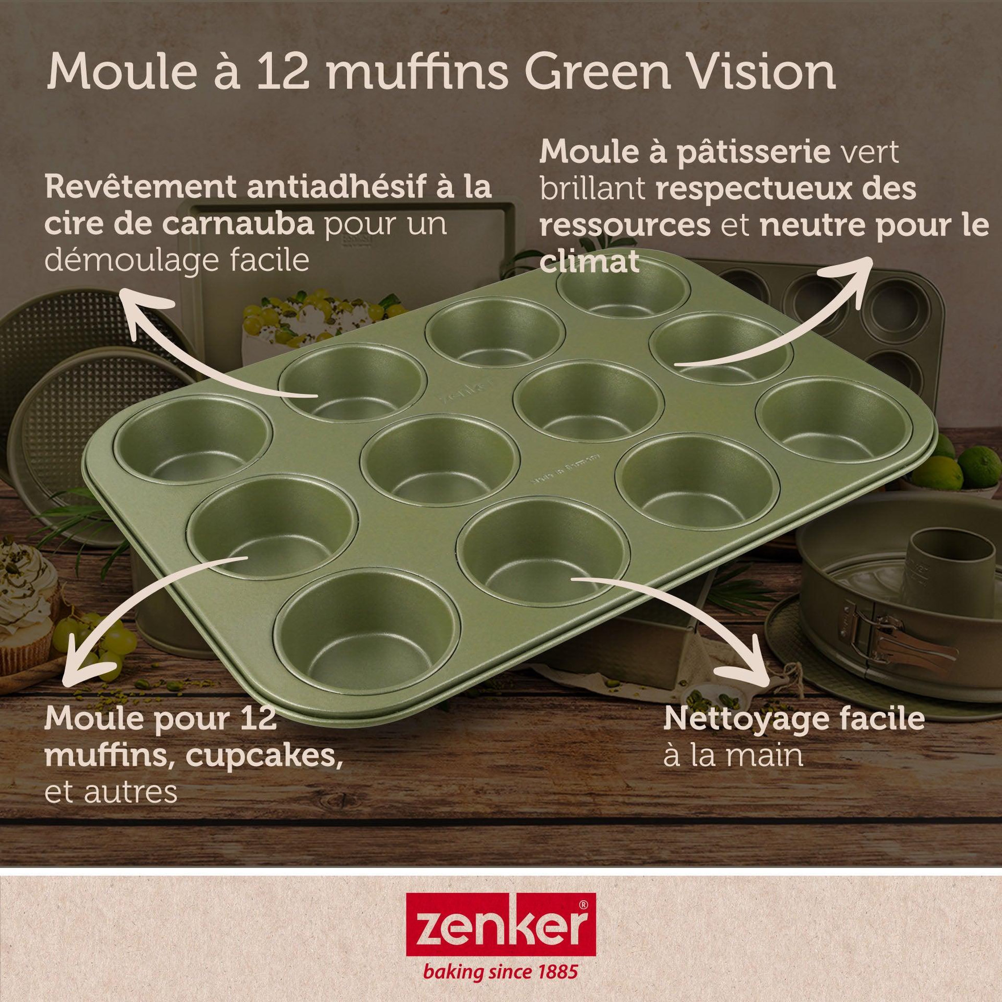 Voir la diapositive 3 : ZENKER Lot de 2 moules à gâteaux 38,5/26,5 cm en acier zenker green vision