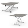 Voir la diapositive 4 : ID MARKET Table basse extensible relevable en table à manger rectangulaire URBANA plateau effet béton pied gris